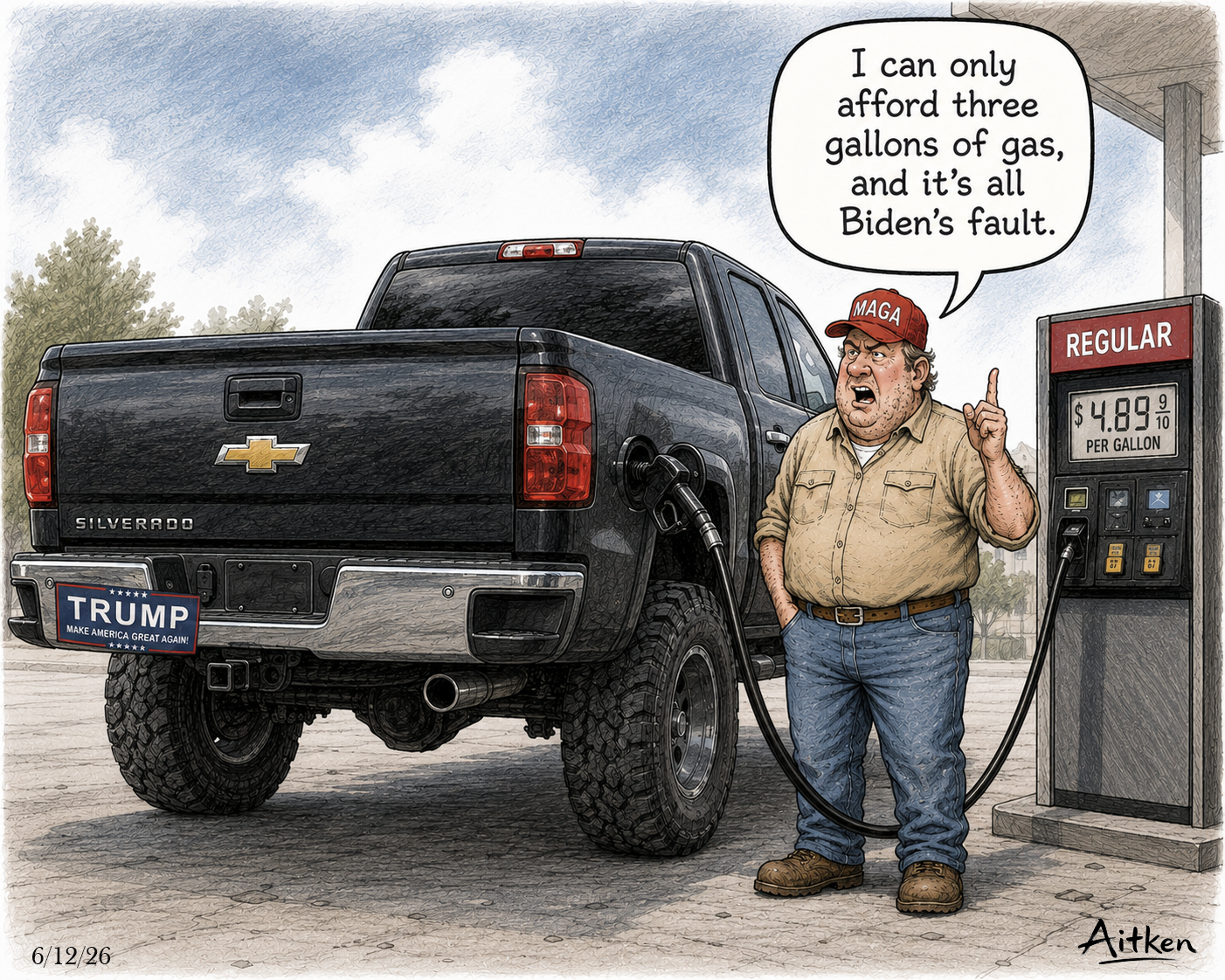 Maga guy cannot afford gas